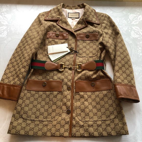 Gucci ARIA Canvas Web Belt Ebony/Tan GG Monogram Jacket Women’s Size 40(M) - Picture 13 of 16